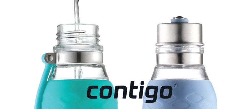Merch Outfitters - Example Image of Branded Corporate Goods & Branding Items - Contigo logo and 2 blue water bottles