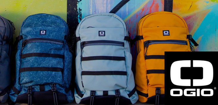 Merch Outfitters - Example Image of Branded Corporate Goods & Branding Items - Ogio logo and backpacks in a row