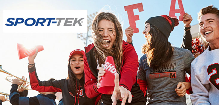 Merch Outfitters - Example Image of Branded Corporate Goods & Branding Items - Sport Tek logo and fans at sports event