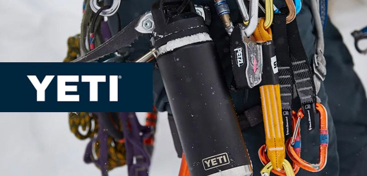 Merch Outfitters - Example Image of Branded Corporate Goods & Branding Items - Yeti logo on water bottle on backpack