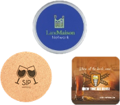 Merch Outfitters - Example of Custom Drinkware & Branded Water Bottles - custom printed coasters